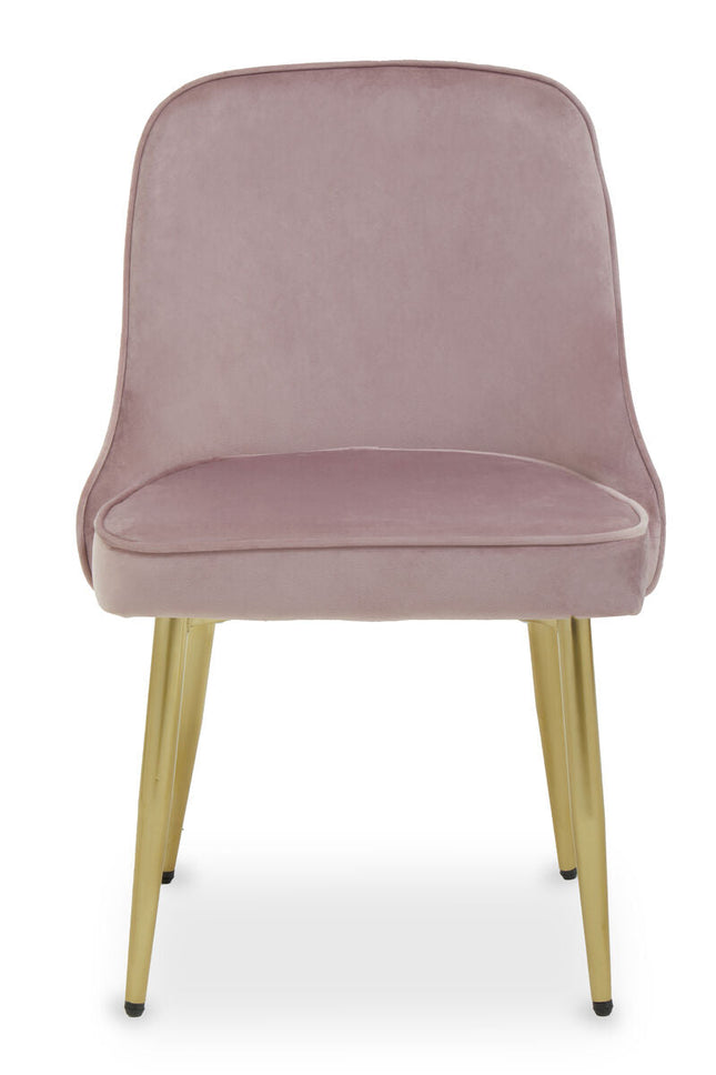 Demi Dusky Pink Velvet Dining Chair with Brushed Gold Finish Legs