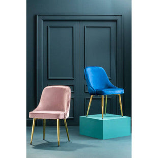 Demi Dusky Pink Velvet Dining Chair with Brushed Gold Finish Legs