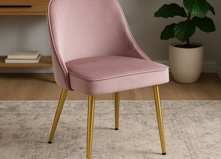 Demi Dusky Pink Velvet Dining Chair with Brushed Gold Finish Legs