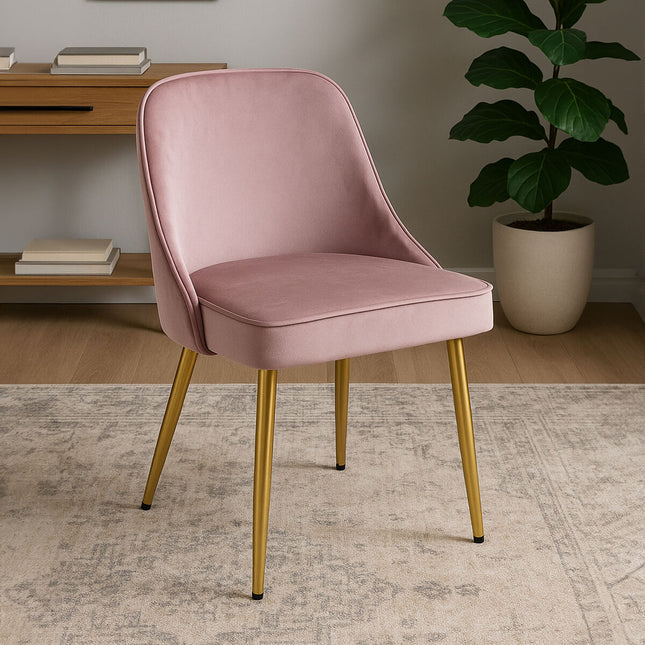 Demi Dusky Pink Velvet Dining Chair with Brushed Gold Finish Legs