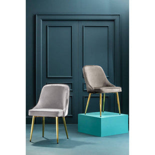 Demi Grey Velvet Dining Chair with Brushed Gold Finish Legs
