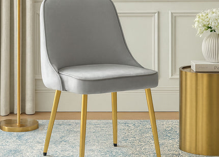 Demi Grey Velvet Dining Chair with Brushed Gold Finish Legs