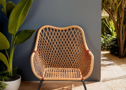 Manado Natural Rattan Chair with Black Finish Legs