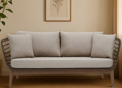 Opus Grey Woven Rope 3 Seater Sofa with Scatter Cushions