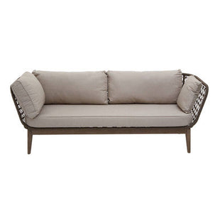 Opus Grey Linen and Woven Rope 3 Seater Sofa with Cushions