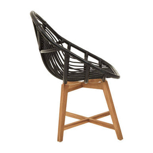 Manado Black Rattan and Teak Wood Chair