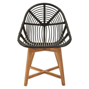 Manado Black Rattan and Teak Wood Chair
