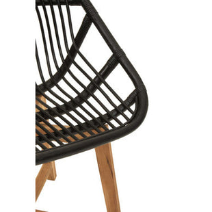 Manado Black Rattan and Teak Wood Chair