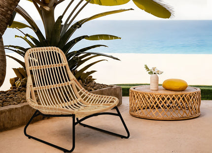 Manado Natural Rattan Lounge Chair with Black Finish Legs