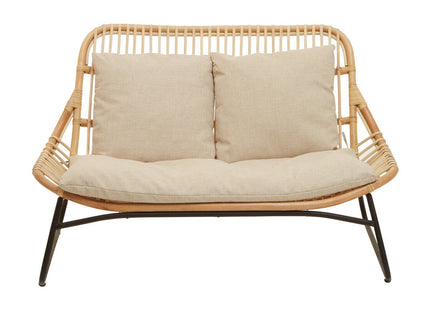Manado Natural Rattan 2 Seater Sofa with Cushions
