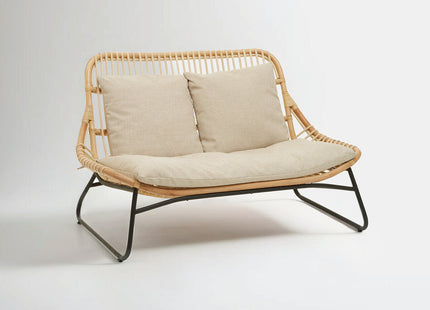 Manado Natural Rattan 2 Seater Sofa with Cushions