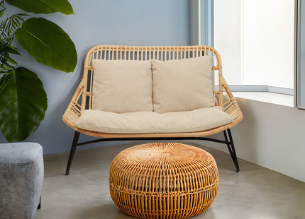 Manado Natural Rattan 2 Seater Sofa with Cushions