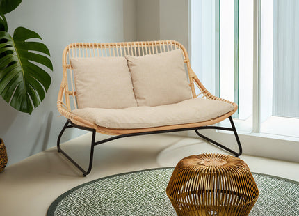 Manado Natural Rattan 2 Seater Sofa with Cushions