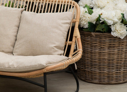 Manado Natural Rattan 2 Seater Sofa with Cushions