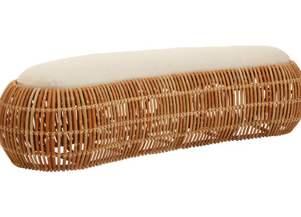 Manado Natural Rattan Long Bench with Cushion