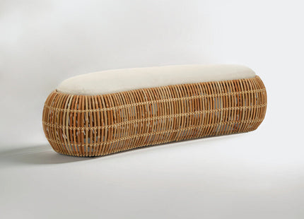 Manado Natural Rattan Long Bench with Cushion