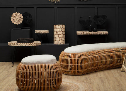 Manado Natural Rattan Long Bench with Cushion
