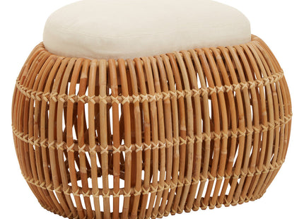 Manado Natural Rattan Bench with Cream Cushion
