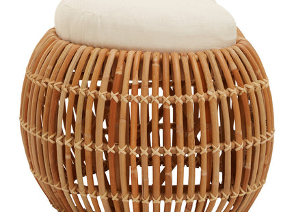 Manado Natural Rattan Bench with Cream Cushion