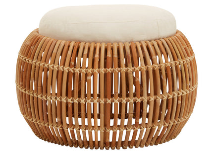 Manado Natural Rattan Bench with Cream Cushion