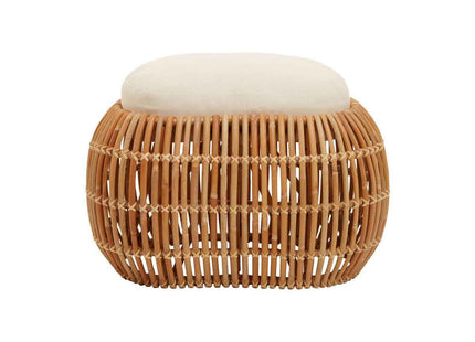 Manado Natural Rattan Bench with Cream Cushion