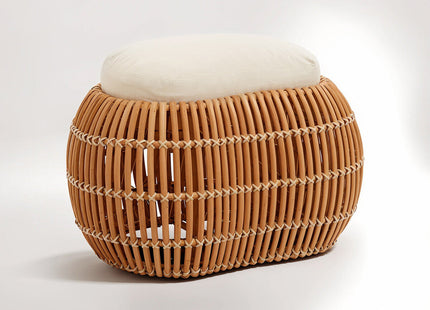 Manado Natural Rattan Bench with Cream Cushion