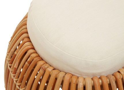 Manado Natural Rattan Bench with Cream Cushion