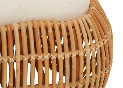 Manado Natural Rattan Bench with Cream Cushion