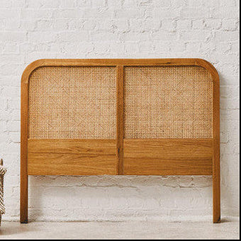 Lyon Rattan and Oak Wood Double Bed Headboard