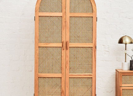 Lyon Natural Rattan and Oak Wood 2 Door Wardrobe