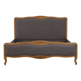 Parkside Grey Fabric and Oak Wood Super King Bed