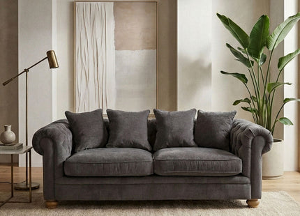 Spencer Grey Fabric 3 Seater Sofa