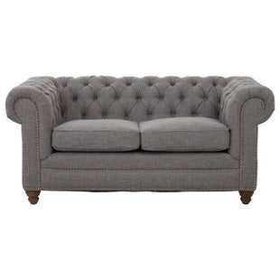 Stella Grey Linen 2 Seater Chesterfield Sofa
