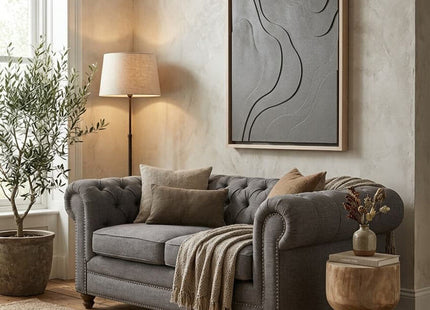 Stella Grey Linen 2 Seater Chesterfield Sofa