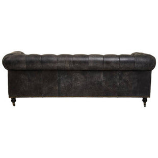 Hoxton Antique Black Leather 3 Seater Chesterfield Sofa