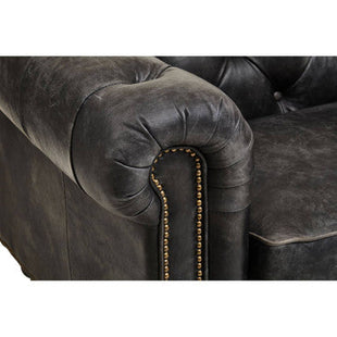 Hoxton Antique Black Leather 3 Seater Chesterfield Sofa