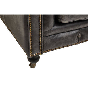 Hoxton Antique Black Leather 3 Seater Chesterfield Sofa