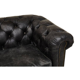 Hoxton Antique Black Leather 3 Seater Chesterfield Sofa