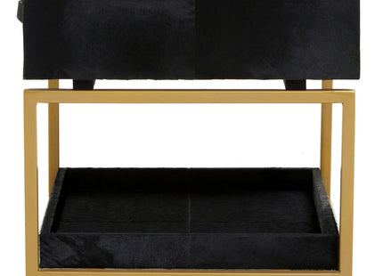 Kensington Townhouse Black Hair on Leather 1 Drawer Bedside Table