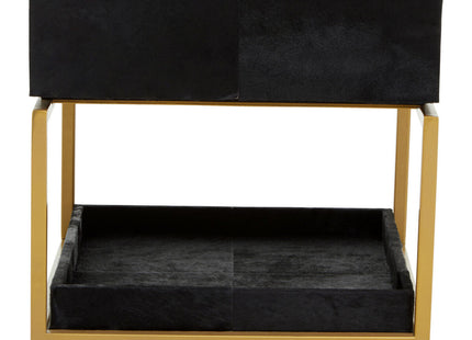 Kensington Townhouse Black Hair on Leather 1 Drawer Bedside Table