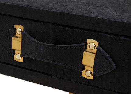 Kensington Townhouse Black Hair on Leather 1 Drawer Bedside Table