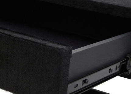 Kensington Townhouse Black Hair on Leather 1 Drawer Bedside Table