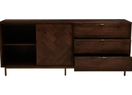 Brando Acacia Veneer Sideboard with Antique Brass Finish Legs