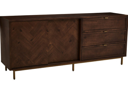Brando Acacia Veneer Sideboard with Antique Brass Finish Legs