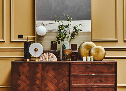 Brando Acacia Veneer Sideboard with Antique Brass Finish Legs