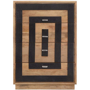 Salem Natural and Black Mango Wood 4 Drawer Chest
