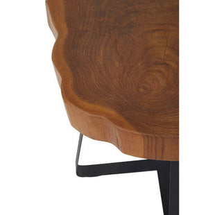 Manado Natural Teak Wood Live Edge Side Table with Black Finish Legs