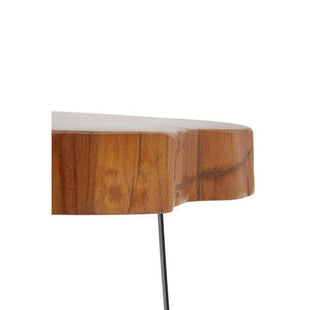 Manado Natural Teak Wood Live Edge Side Table with Black Finish Legs