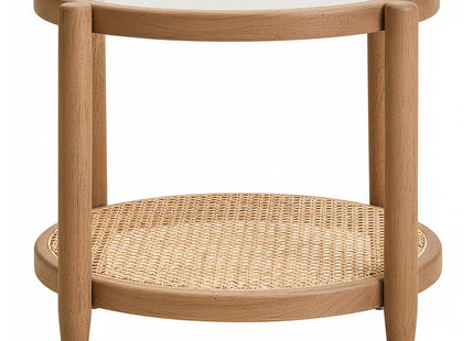 Cebu Natural Cane and Grey Wash Elm Wood Side Table