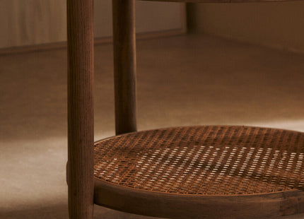 Cebu Natural Cane and Grey Wash Elm Wood Side Table